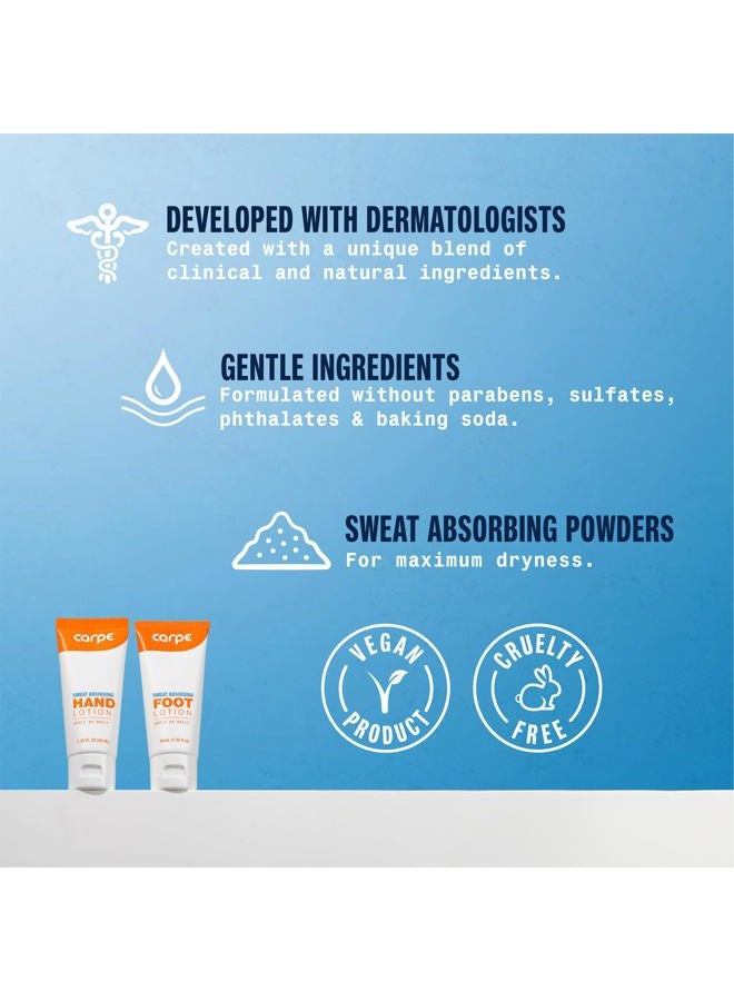 Carpe Sweat Absorbing Hand & Foot Lotion Bundle, Stop Sweaty Hands and Sweaty,Smelly Feet, Dermatologist Recommended - Image 2