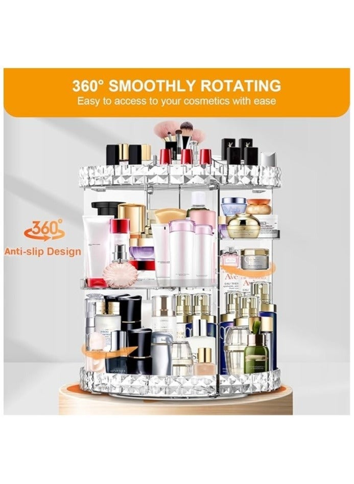 TANGBLIB makeup organizer, 360 degree rotating adjustable cosmetic storage display case with 8 layers large capacity, fits jewelry,makeup brushes, lipsticks and more, clear transparent - Image 3