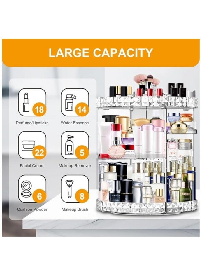 TANGBLIB makeup organizer, 360 degree rotating adjustable cosmetic storage display case with 8 layers large capacity, fits jewelry,makeup brushes, lipsticks and more, clear transparent - Image 2