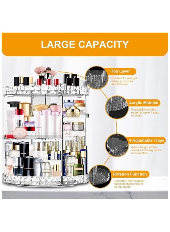 TANGBLIB makeup organizer, 360 degree rotating adjustable cosmetic storage display case with 8 layers large capacity, fits jewelry,makeup brushes, lipsticks and more, clear transparent - Image 4