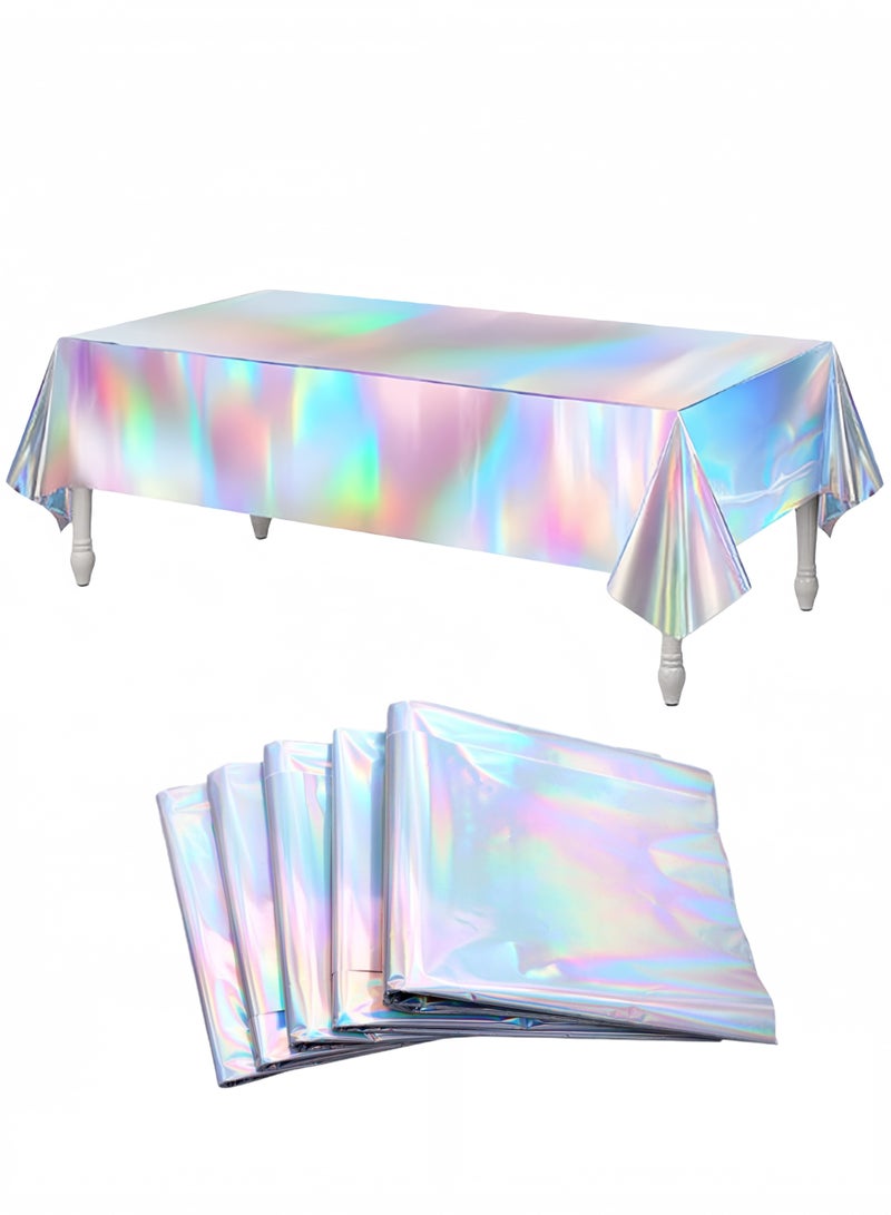 اعاره 5 Pack Iridescent Tablecloth，Plastic Disposable Tablecloth Protector, 137 x 183 cm for Ramadan、Party Decoration - Image 1