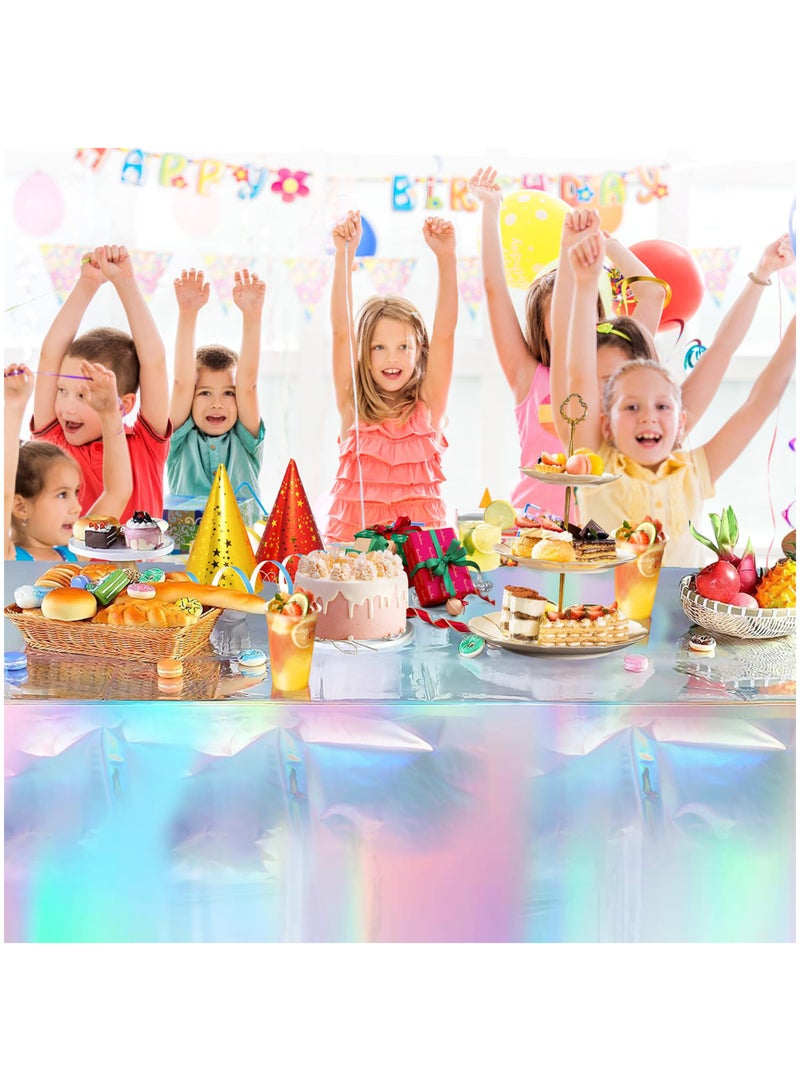 اعاره 5 Pack Iridescent Tablecloth，Plastic Disposable Tablecloth Protector, 137 x 183 cm for Ramadan、Party Decoration - Image 4