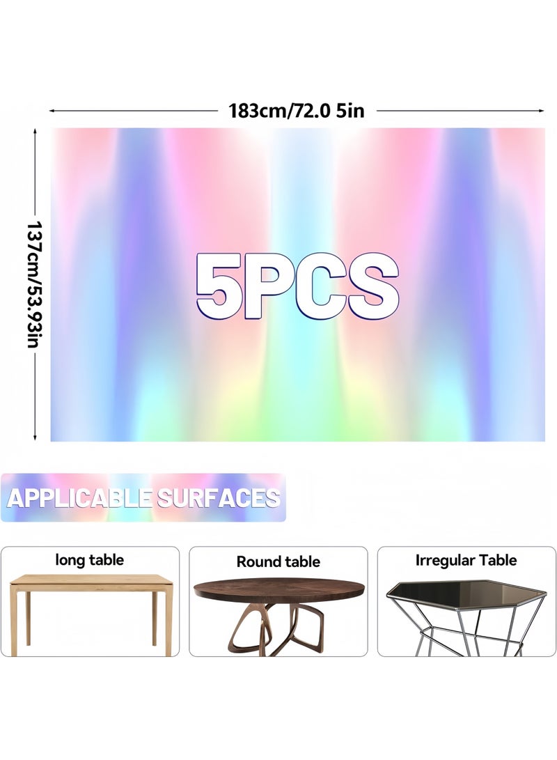 اعاره 5 Pack Iridescent Tablecloth，Plastic Disposable Tablecloth Protector, 137 x 183 cm for Ramadan、Party Decoration - Image 2