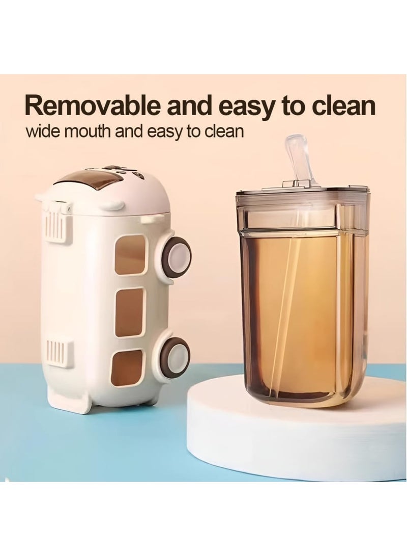 عربست زجاجة مياه بقش الحافلة مع حزام، زجاجات مياه محمولة على شكل دب لطيف بسعة 17 أونصة بعجلات متحركة، إبريق شرب دب خالٍ من مادة BPA مانع للتسرب لرحلات التخييم للفتيات الرياضة المدرسية (أزرق) - Image 5