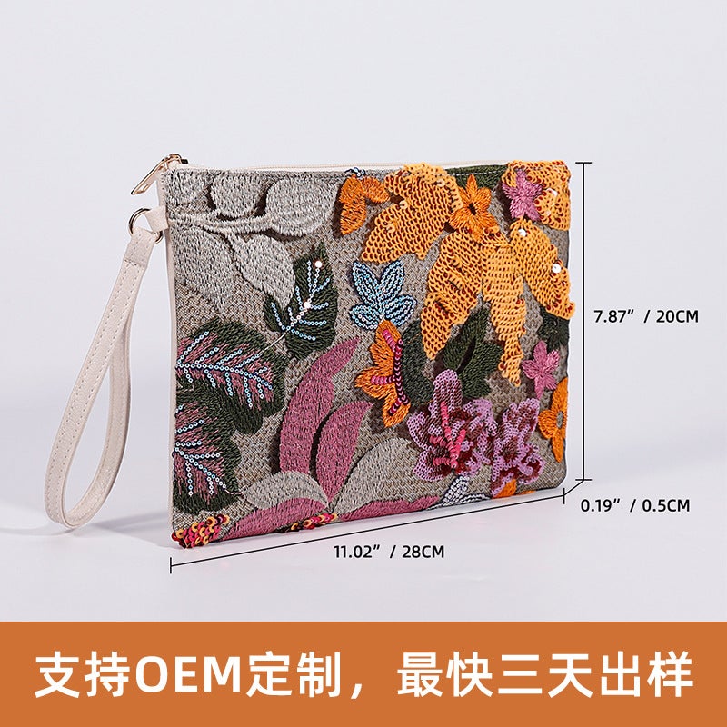 High-End Sequin Woven Evening Bag, New Embroidered Clutch Bag, Women'S Bag, Niche Straw Bag, Fashionable Women'S Envelope Bag - Image 3