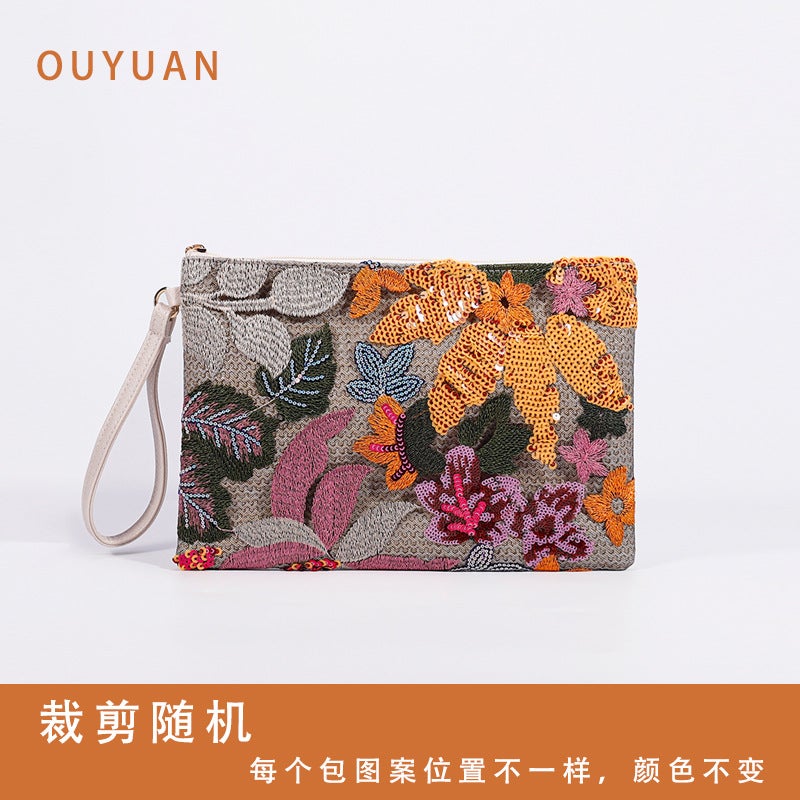 High-End Sequin Woven Evening Bag, New Embroidered Clutch Bag, Women'S Bag, Niche Straw Bag, Fashionable Women'S Envelope Bag - Image 2