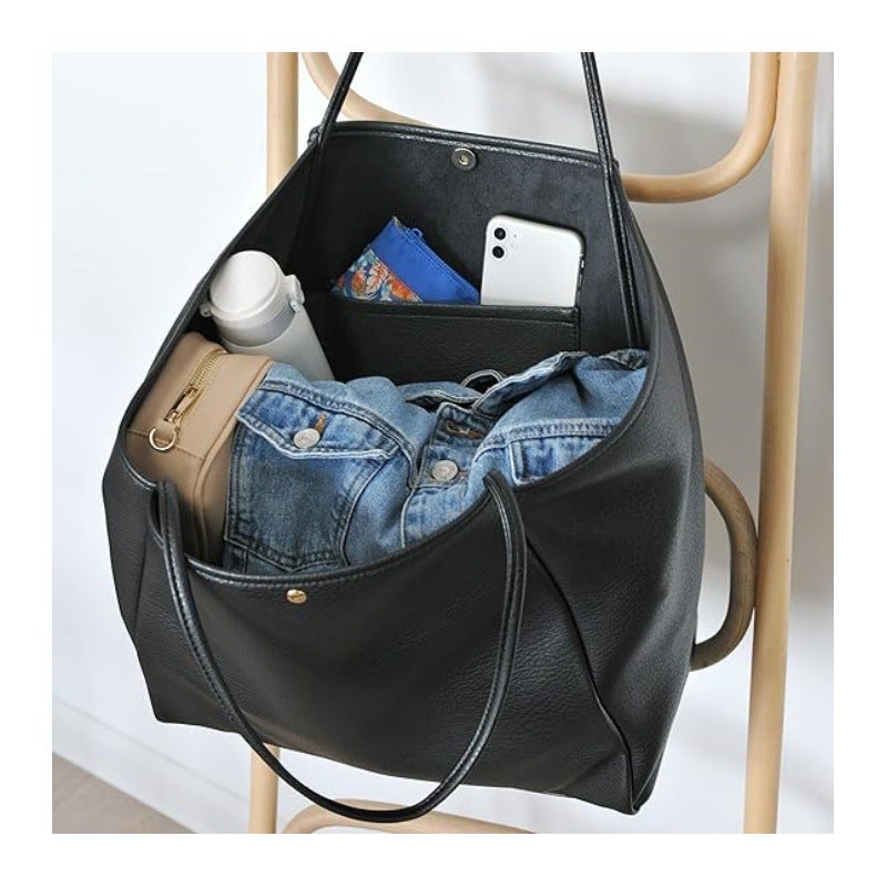 Large Women's PU Leather Travel Duffel Bag Overnight Tote - Image 3