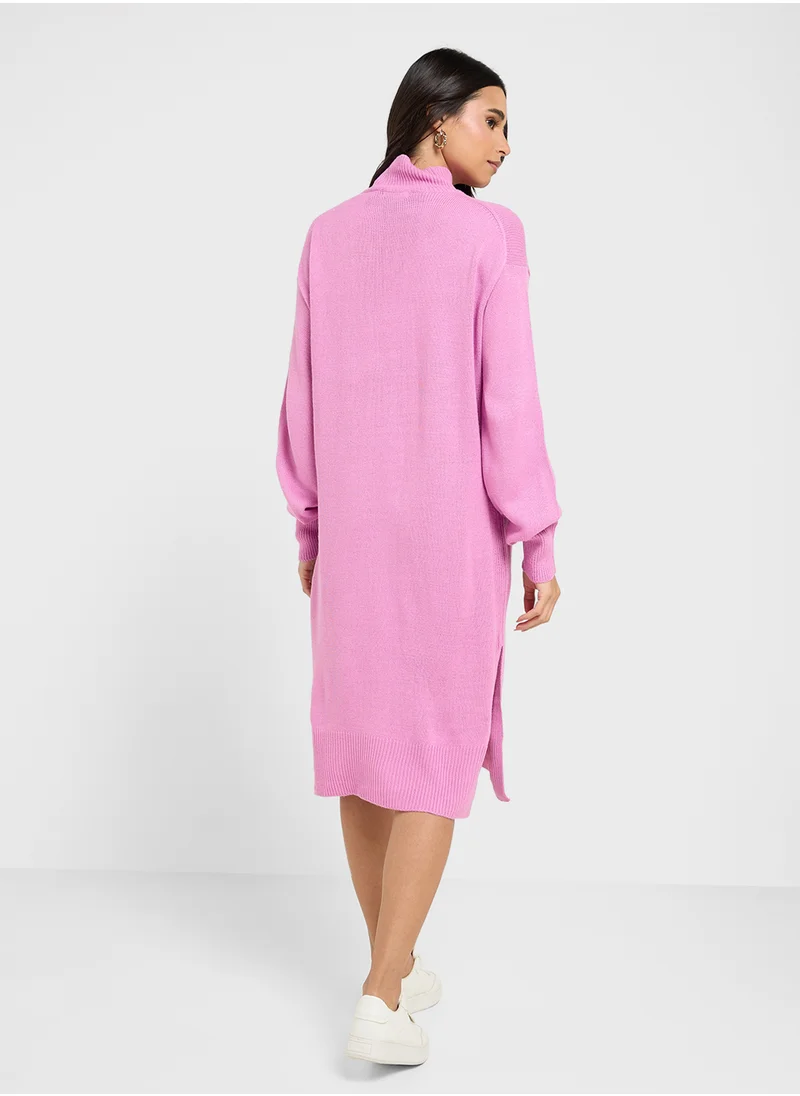 BRAVE SOUL Jersey Knit Dress With High Neck
