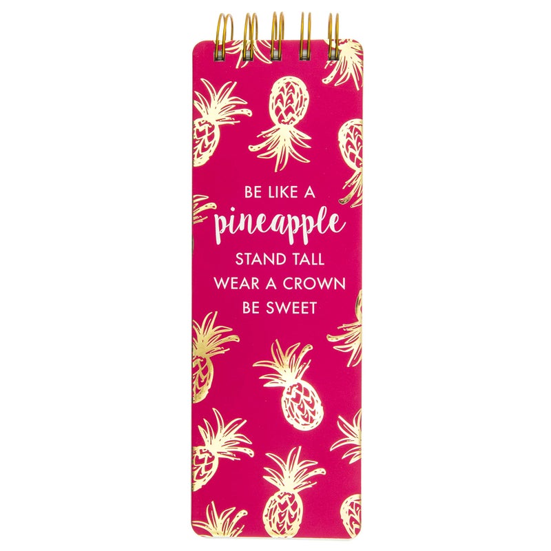 Graphique Pineapples Reporter Journal, Vibrant Pink and Embellished Gold Foil Portable Notebook, 150 Lined Sheets w/ Matching Cover Designs, 3" x 8.75" - Image 4