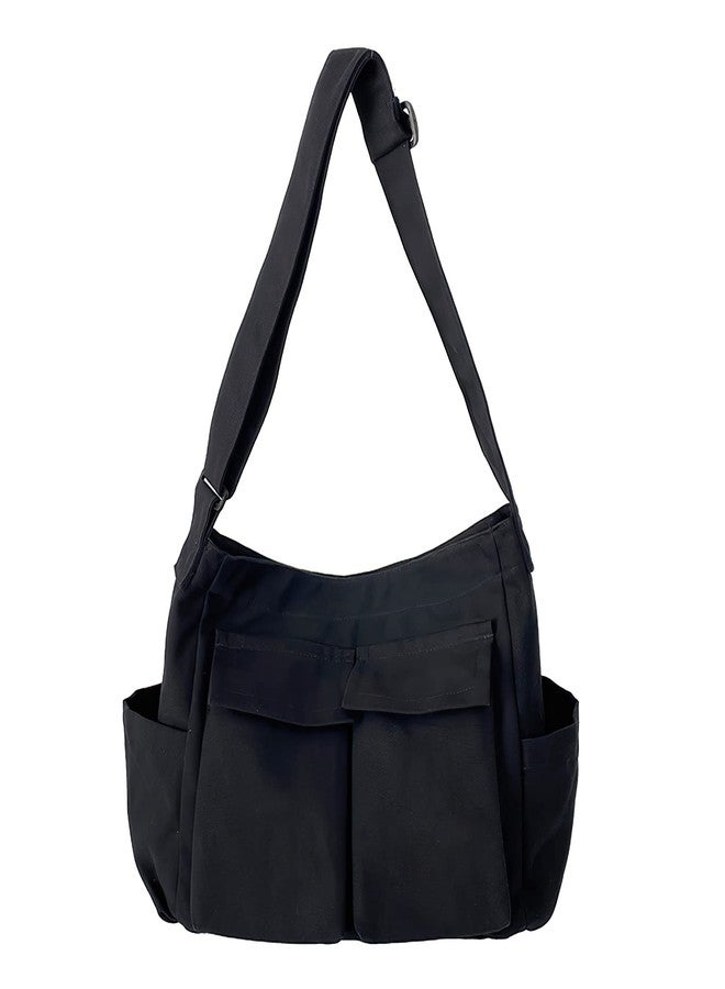 LassZone Roomy Canvas Crossbody Messenger Bag for Men Women Satchel Shoulder Bag Large Capacity Tote Bag Multi-Pocket & Adjustable Strap Hobo Bag - Image 1