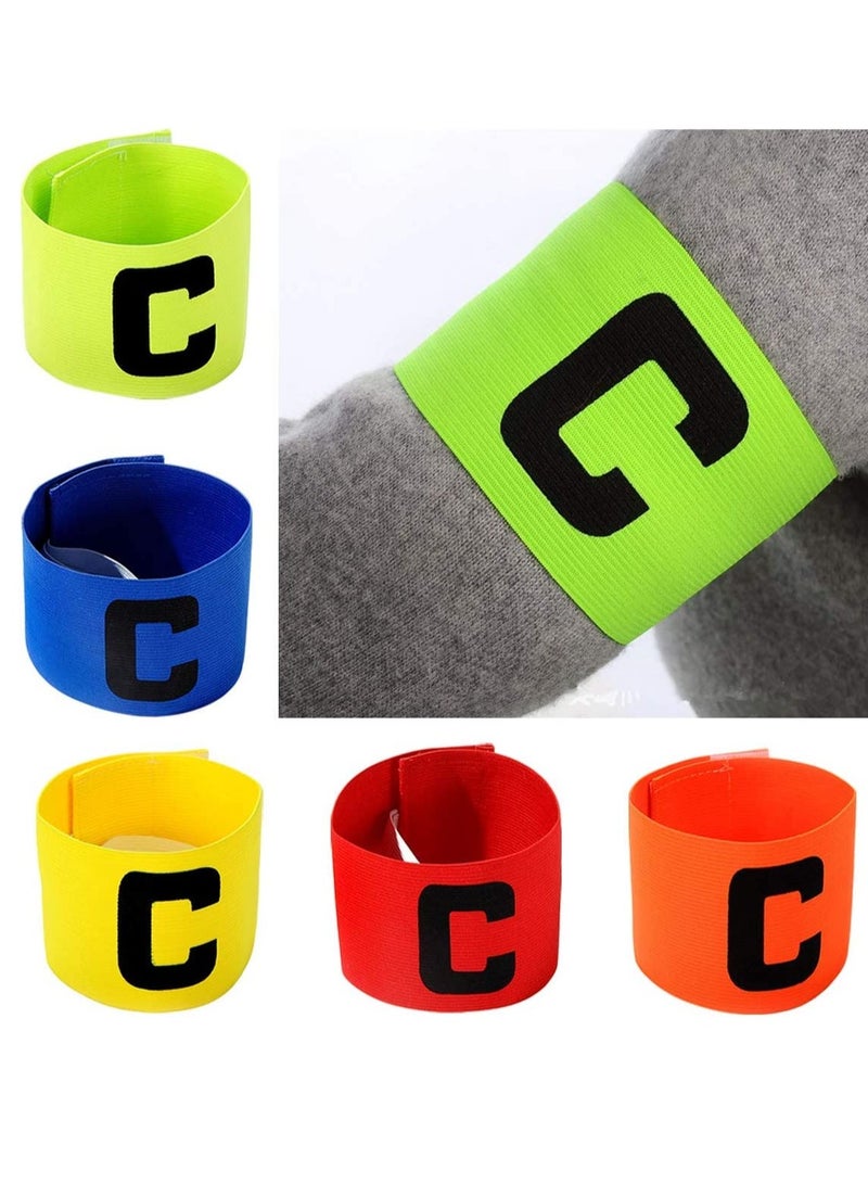 SOLARAE Captain Armband Multicolor Football Captain Armband Sports Hockey Rugby Netball Player Adjustable Bands Captain Armband Retractable Elasticated Armbands for Adult Youth 5 PCS - Image 2