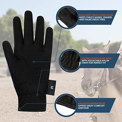 Thapower Kids Horse Riding Gloves Children Mesh Equestrian Horseback Gloves Boys & Girls Youth Outdoor Mitts Perfect for Biking Cycling Gardening Navy XL - Image 4