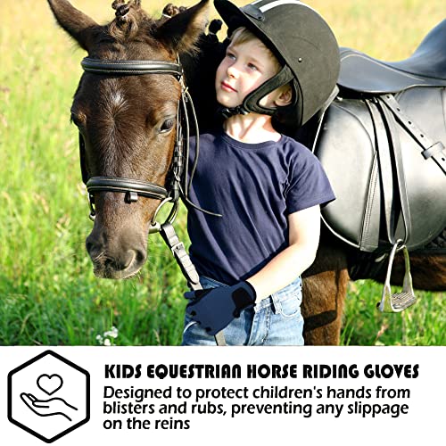 Thapower Kids Horse Riding Gloves Children Mesh Equestrian Horseback Gloves Boys & Girls Youth Outdoor Mitts Perfect for Biking Cycling Gardening Navy XL - Image 2
