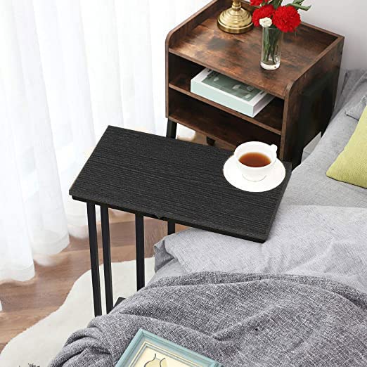 Star Work C Table End TableCouch Tables That Slide UnderChair Side TableLiving RoomBedroomWide End Table For Couch Sofa AndLaptop Tv Tray End Table 24H X19W X12D Black Engineered Wood - Image 2