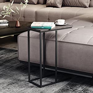 Star Work C Table End TableCouch Tables That Slide UnderChair Side TableLiving RoomBedroomWide End Table For Couch Sofa AndLaptop Tv Tray End Table 24H X19W X12D Black Engineered Wood - Image 4