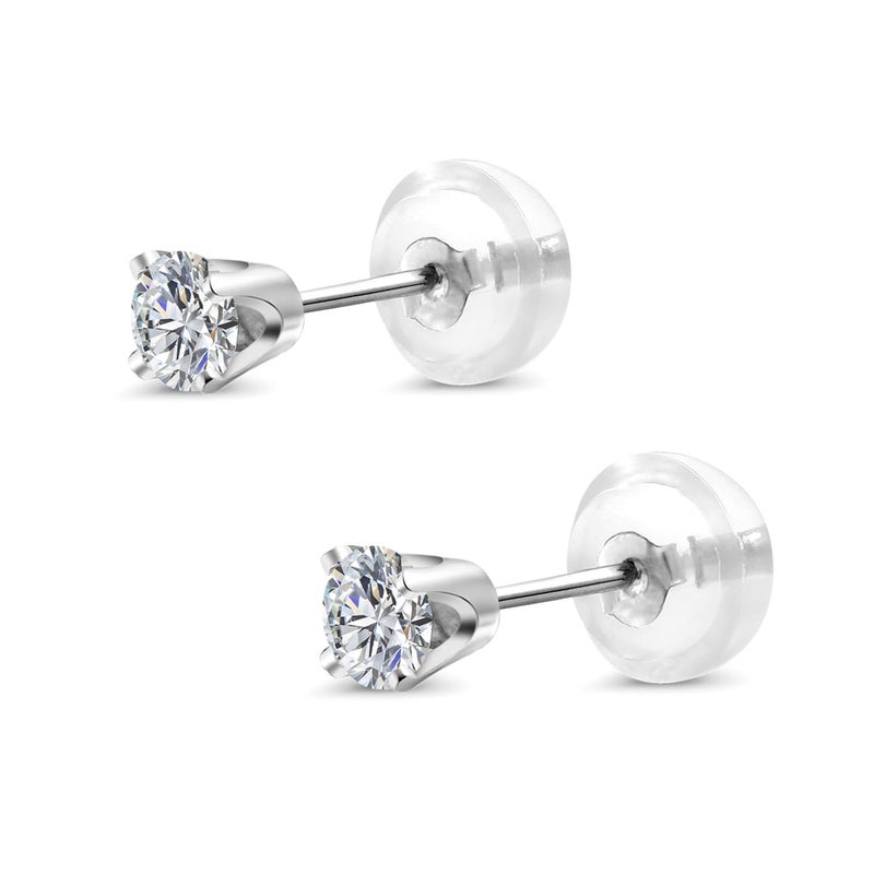 Gem Stone King 0.20 to 6 Cttw 14K Gold Lab Grown Diamond Stud Earrings | Gold Earrings For Women Men | E-F Color | VS1-VS2 Clarity | White Gold | 0.25 Carats - Image 3