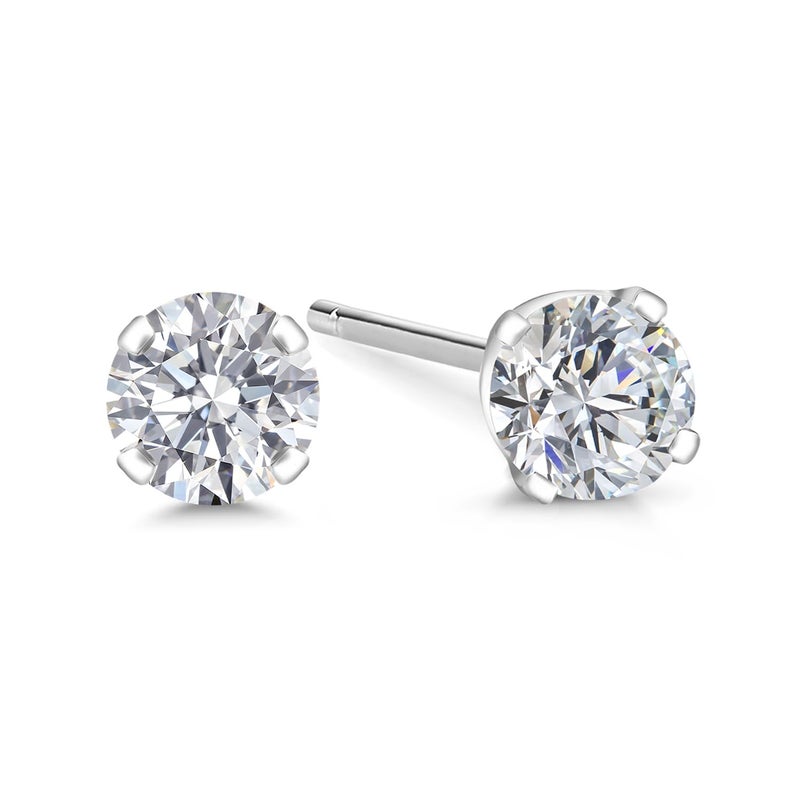 Gem Stone King 0.20 to 6 Cttw 14K Gold Lab Grown Diamond Stud Earrings | Gold Earrings For Women Men | E-F Color | VS1-VS2 Clarity | White Gold | 0.25 Carats - Image 1