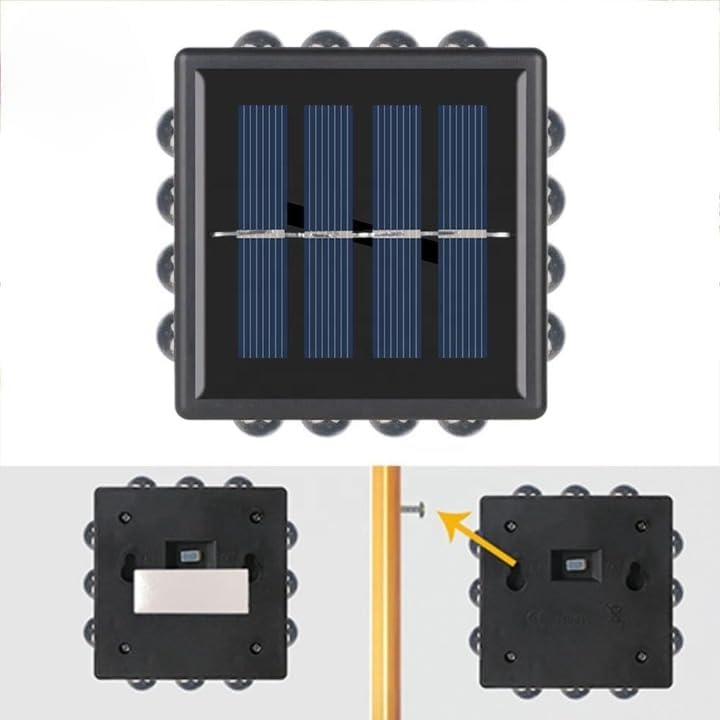 AAOVEFOX 4 Way Solar Wall Fence Decor Light, Modern Outdoor LED Lamp, Waterproof, Auto On/Off, Warm White, Metal, Neutral/Metallic - Image 3