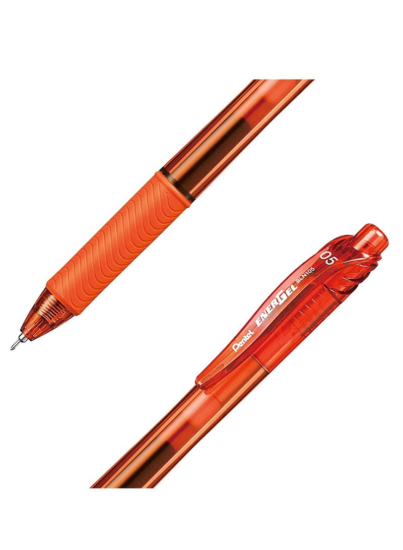 Pentel قلم حبر جل إنرجيل 12 قطعة رأس 0.5 مم حبر برتقالي - Image 3