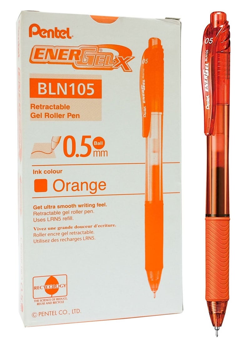 Pentel قلم حبر جل إنرجيل 12 قطعة رأس 0.5 مم حبر برتقالي - Image 1