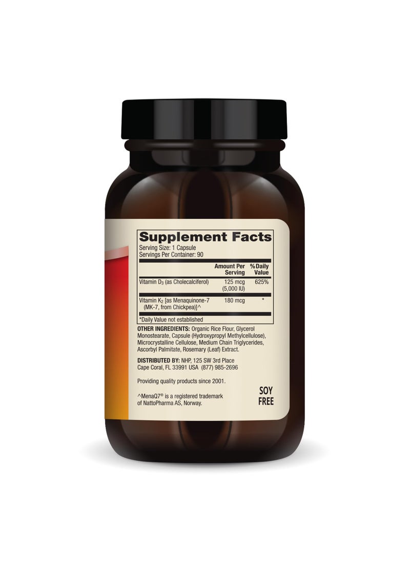 Dr. Mercola Vitamins d3 & k2 5,000 iu vitamin d3 180 mcg vitamin k2 (mk-7) per capsule 90 capsules | dietary supplement  - Image 2