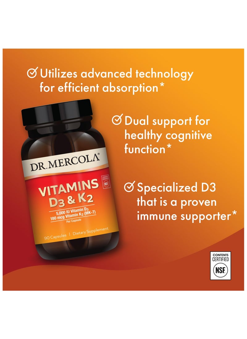 Dr. Mercola Vitamins d3 & k2 5,000 iu vitamin d3 180 mcg vitamin k2 (mk-7) per capsule 90 capsules | dietary supplement  - Image 5