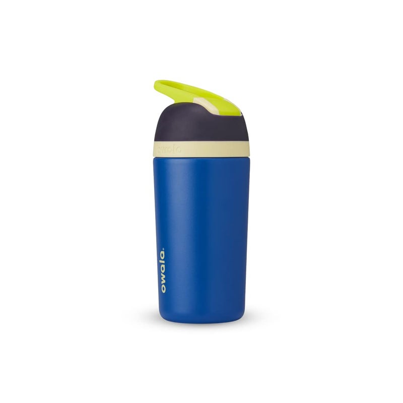 Owala Owala Kids Flip Insulated StainlessSteel Water Bottle with Straw and Locking Lid 14Ounce NavyBlue Celestial Sphere 