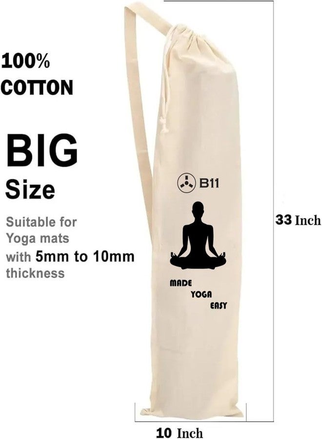 B11 Cotton Yoga Mat Cover Yogamat Carry Bag Big Size | Drawstring & Strap - 1 PCS - Image 2