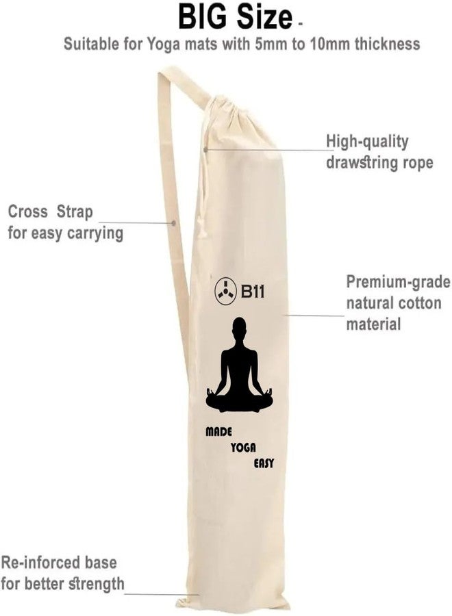 B11 Cotton Yoga Mat Cover Yogamat Carry Bag Big Size | Drawstring & Strap - 1 PCS - Image 3