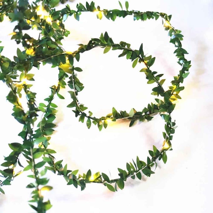 20LEDS TINY LEAF GARLAND WARM WHITE VINE STRING LIGHT TIMER FUNCTION WEDDING PARTY CHRISTMAS HOLIDAY PATIO DECORATION 66FT BATTERY OPERATED INDOOR UL588 APPROVED