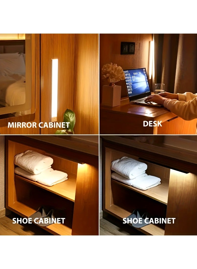 ضوء خزانة مستشعر الحركة مع شريط مغناطيسي، مصباح LED يعمل عبر USB تحت الخزانة، شريط إضاءة ليلي يمكن تثبيته في أي مكان لخزانة الملابس، والخزانة، والمطبخ، والممرات والسلالم (ضوء دافئ) - Image 5