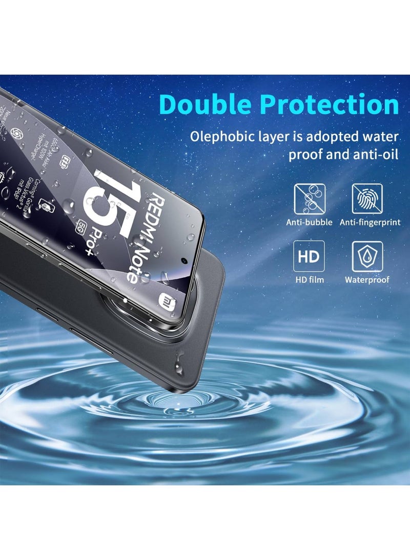 أداندو [2+2] واقي شاشة زجاجي مقوى لهاتف Xiaomi Redmi Note 15 Pro Plus 5G، عبوة من قطعتين + قطعتين، واقي شاشة ثلاثي الأبعاد + واقي عدسة الكاميرا، صلابة 9H، طبقة عالية الدقة مقاومة للخدش، زجاج حماية ممتاز خالٍ من الفقاعات - Image 3