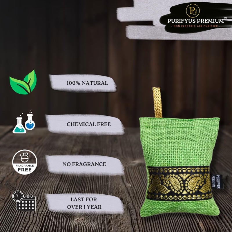Purifyus Premium Purifyus Premium Green 75 gram Pack of 5 Activated Carbon Air Purifying Bag NonElectric Natural Odor Absorber for Car Clean and Fresh Indoor Air - Image 3