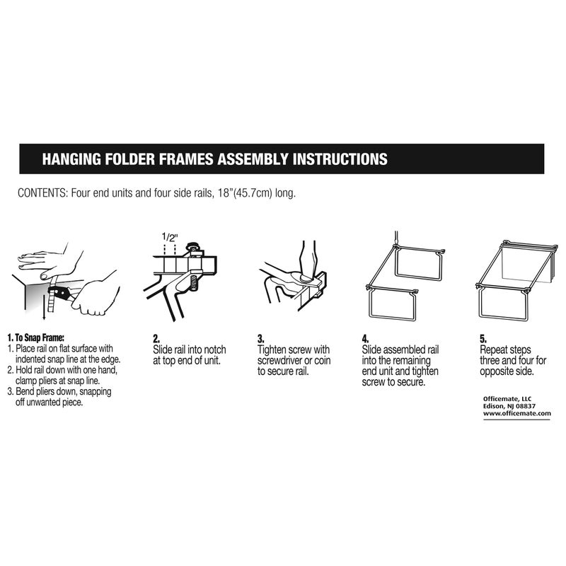 Officemate Hanging File Frame, Letter Size (Fits 24â€³â€“27â€³), Adjustable Heavy-Duty Steel File Drawer Organizer for Desks, Cabinets & Shelves, Set of 2 (91999) - Image 4