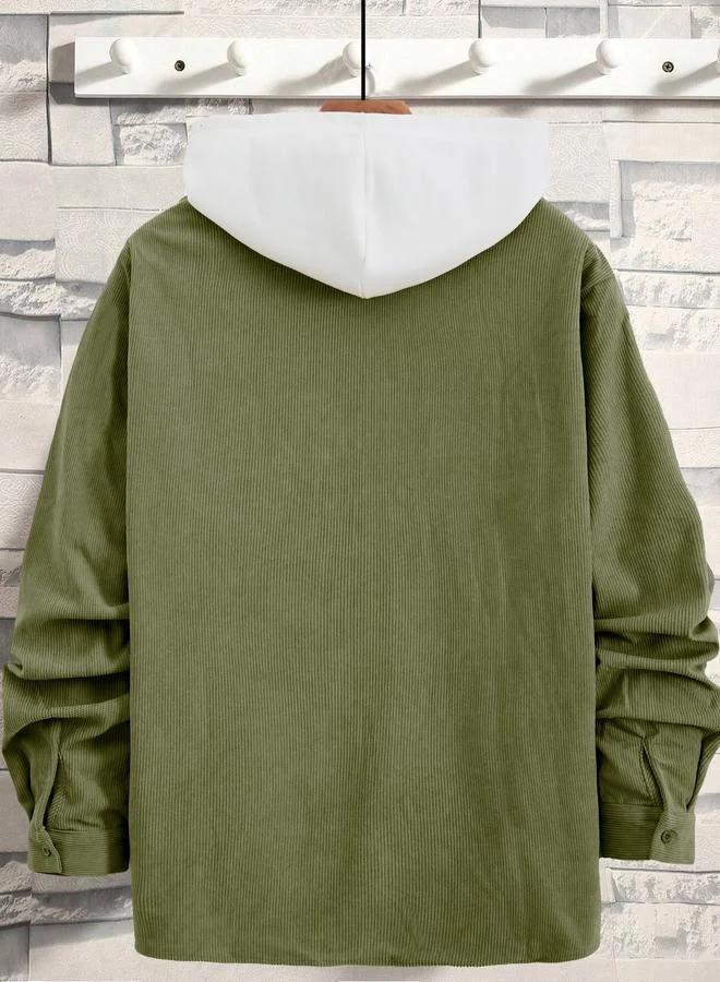 تايك تو جاكيت رجالي بارز الملمس بجيوب وأكمام طويلة