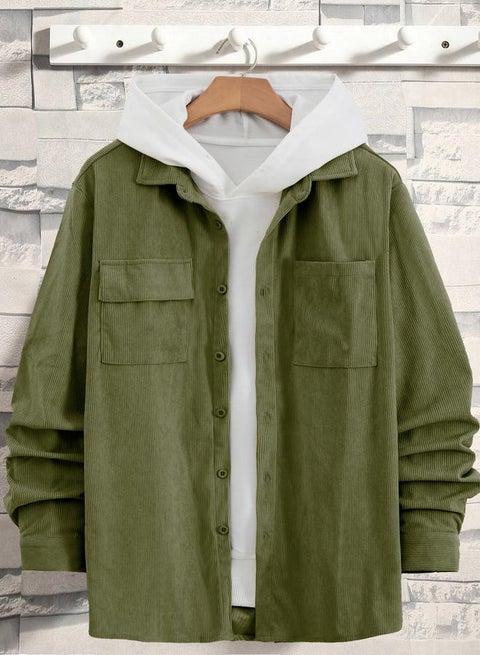 Men Texture Pocket Detail Long Sleeve Jacket