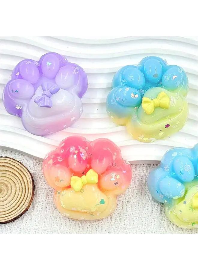Three Random Colors Glitter Cat Paw Squeeze Toys Elastic Soft Gummy Stress Gifts - Image 2
