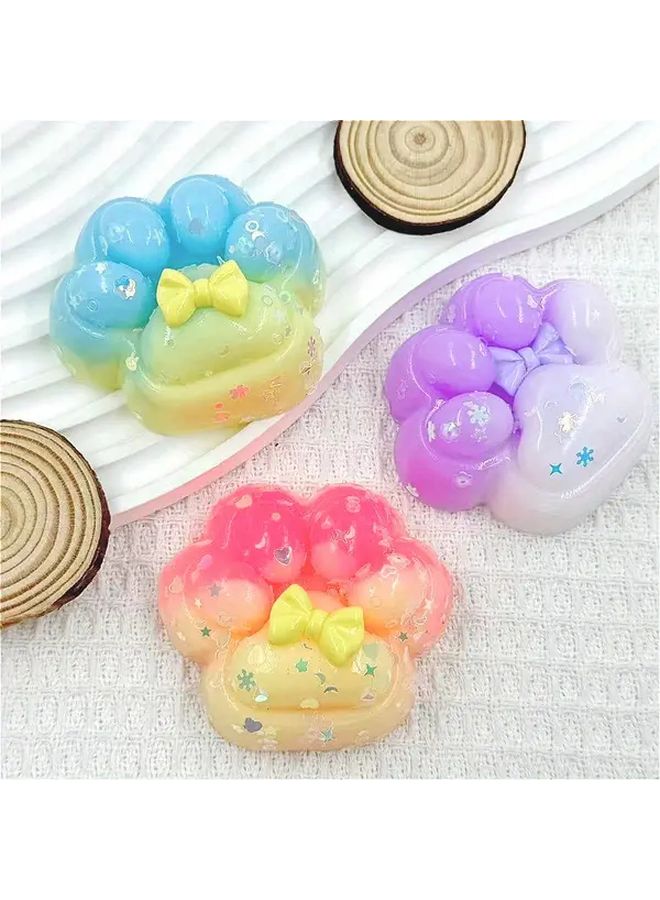 Three Random Colors Glitter Cat Paw Squeeze Toys Elastic Soft Gummy Stress Gifts - Image 3