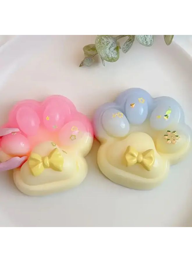 Three Random Colors Glitter Cat Paw Squeeze Toys Elastic Soft Gummy Stress Gifts - Image 1