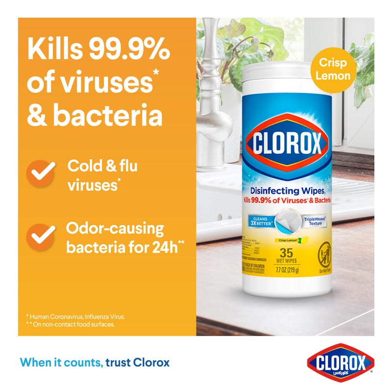 Clorox Disinfecting Wipes ea, White, Citrus Blend, 35 Count, 9.1 Ounce (Pack of 1), (01594) - Image 2