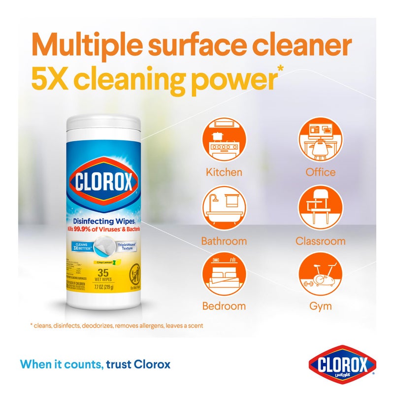 Clorox Disinfecting Wipes ea, White, Citrus Blend, 35 Count, 9.1 Ounce (Pack of 1), (01594) - Image 4