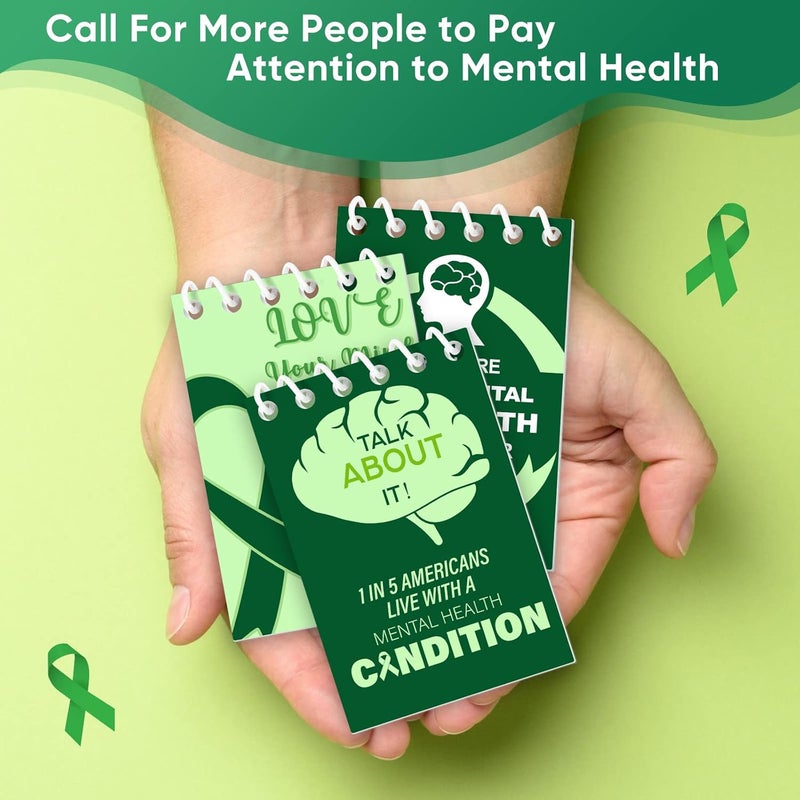 Glenmal 24 Pcs Mental Health Awareness Spiral Notebooks Mental Health Awareness Survivor Gift Green Ribbon Mini Notebook Know Science No Stigma Notebook Inspirational Notebook for Public Charity Events - Image 5