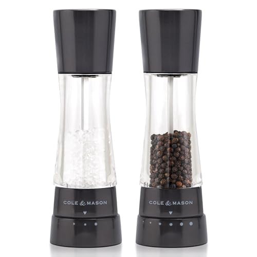 COLE & MASON Cole Mason Derwent Salt and Pepper Grinder Set Refillable Salt Pepper Grinder Set with Gourmet Precision Mechanisms Kitchen Accessories for Cooking Gift Set Iron Grey - Image 1
