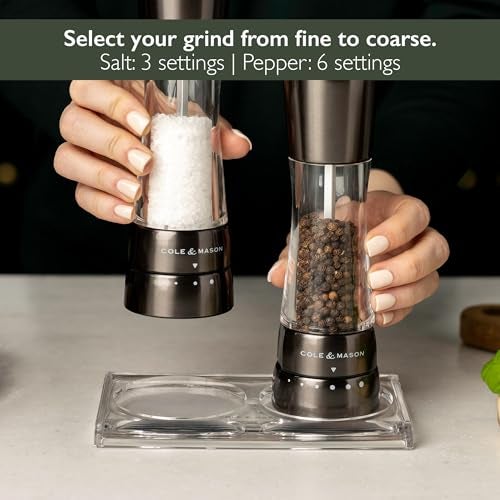 COLE & MASON Cole Mason Derwent Salt and Pepper Grinder Set Refillable Salt Pepper Grinder Set with Gourmet Precision Mechanisms Kitchen Accessories for Cooking Gift Set Iron Grey - Image 3