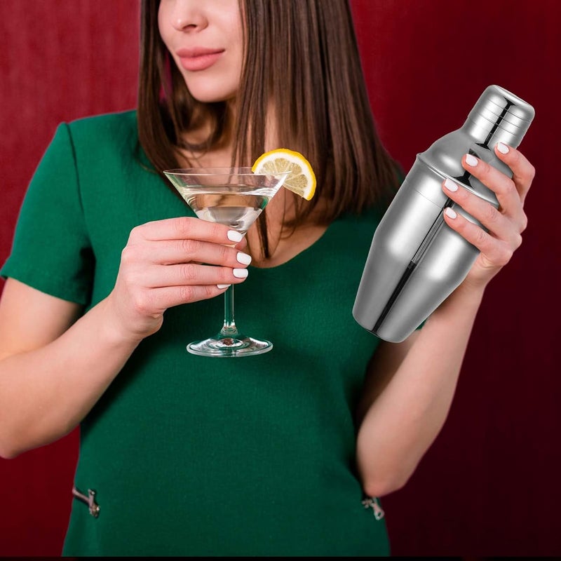 Nitial 9 Pcs Bar Cocktail Shaker Professional Stainless Steel Martini Drink Mixer Built-in Strainer for Bartending No Leaks Boston Shaker for Bar Party Drink Tool(Silver,11.8 oz) - Image 5