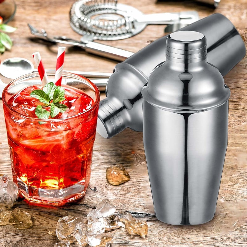 Nitial 9 Pcs Bar Cocktail Shaker Professional Stainless Steel Martini Drink Mixer Built-in Strainer for Bartending No Leaks Boston Shaker for Bar Party Drink Tool(Silver,11.8 oz) - Image 4