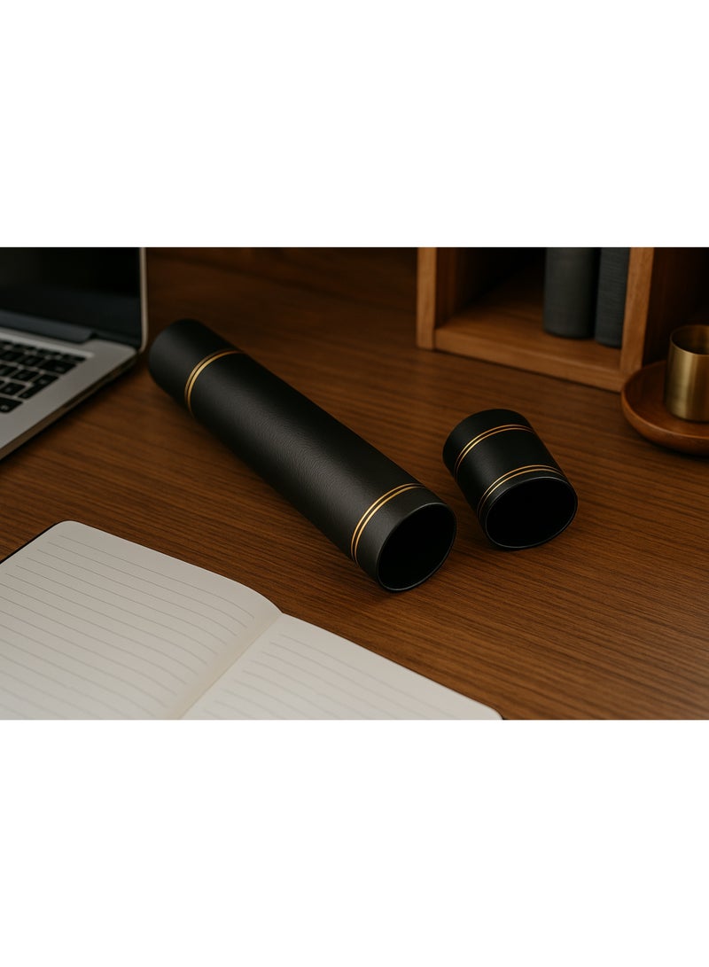 Evolve حامل أنبوب شهادة EVOLVE | جلد صناعي فاخر مع بطانة داخلية من المخمل وتفاصيل ذهبية - Image 4