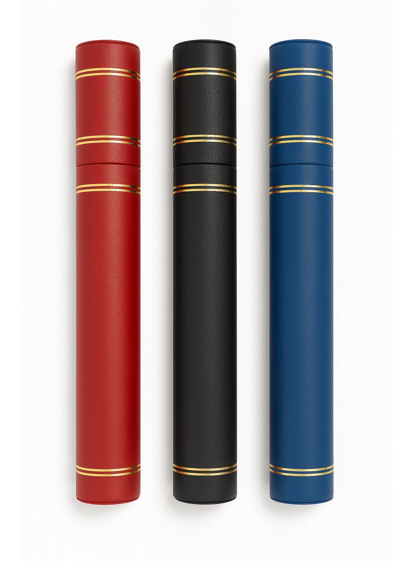 Evolve حامل أنبوب شهادة EVOLVE | جلد صناعي فاخر مع بطانة داخلية من المخمل وتفاصيل ذهبية - Image 2