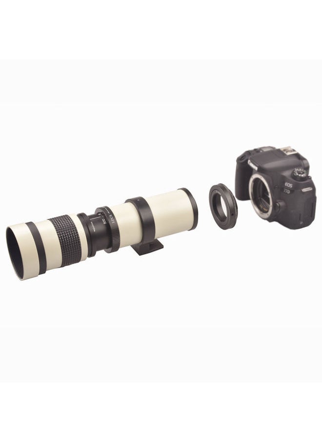 Generic 420-800mm F8.3 Manual Lens Tele Zoom Tele SLR Moon Exploration Bird Photography Scenery Made In China-Body Color:White-pentade Mouth  - Image 1