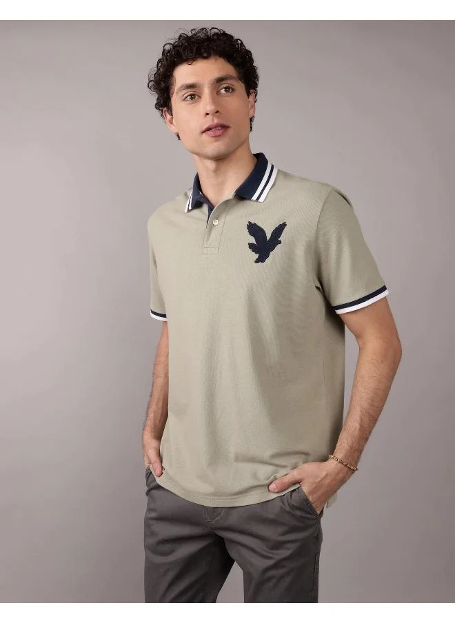American Eagle AE Logo Flex Pique Polo Shirt